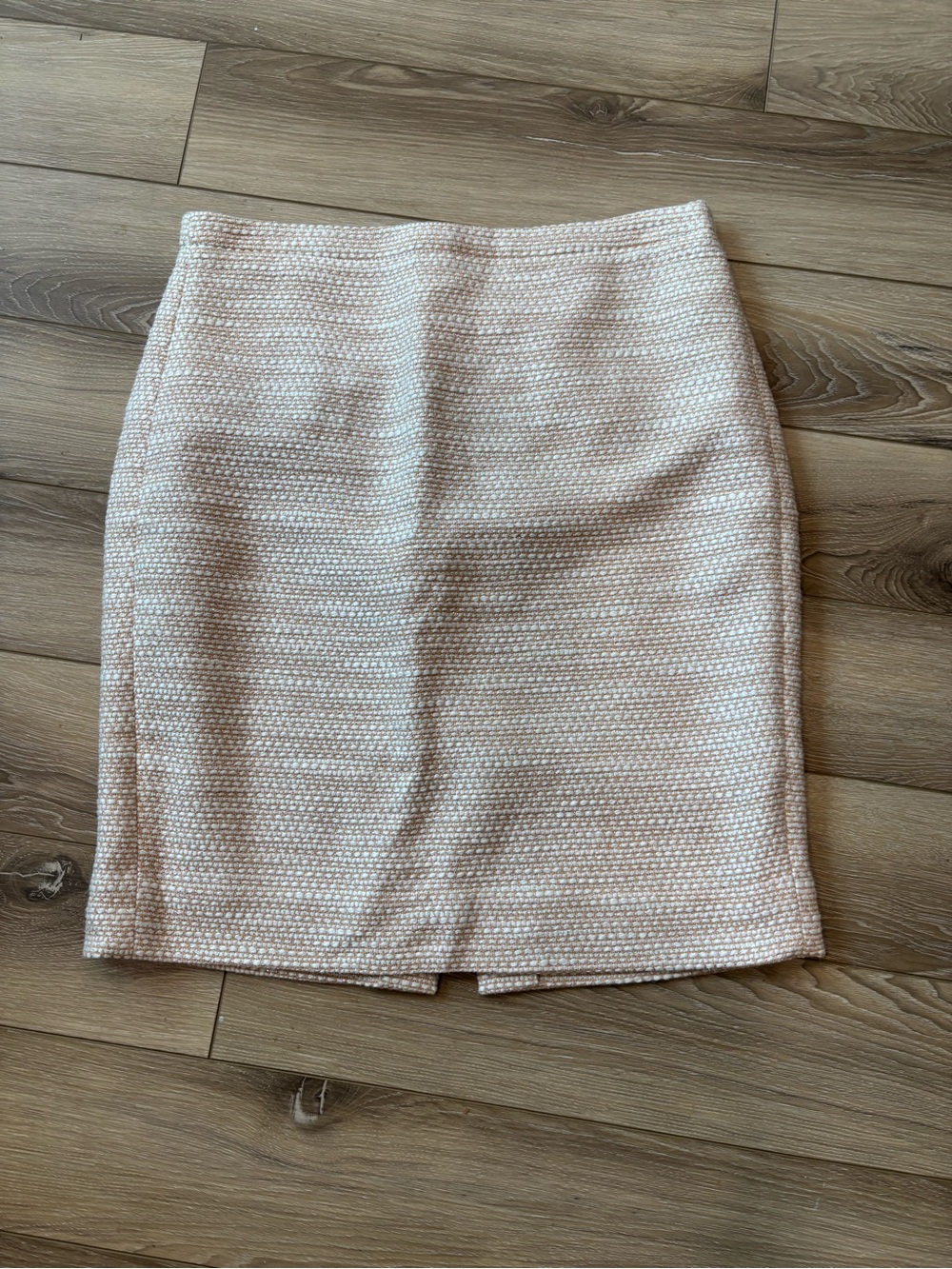 J. Crew Cream Textured Knit Pencil Skirt size 10 cream white pink